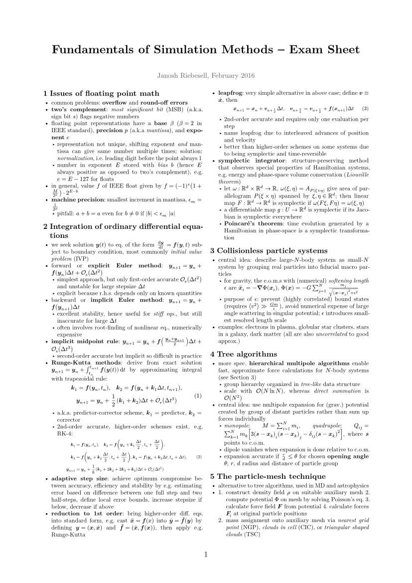 Exam sheet