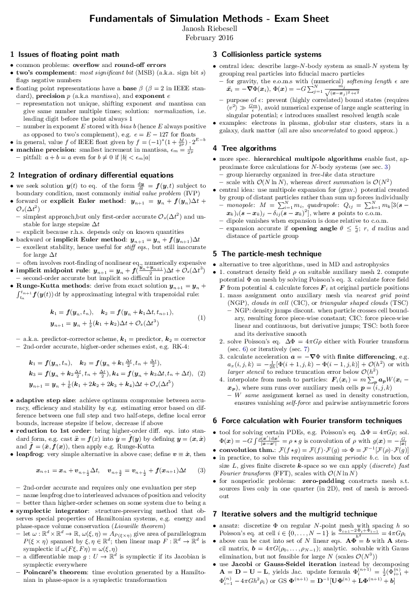 Exam sheet