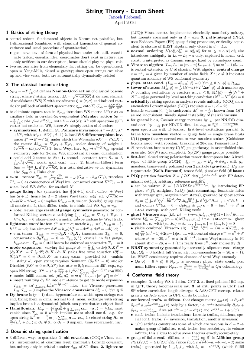 Exam sheet