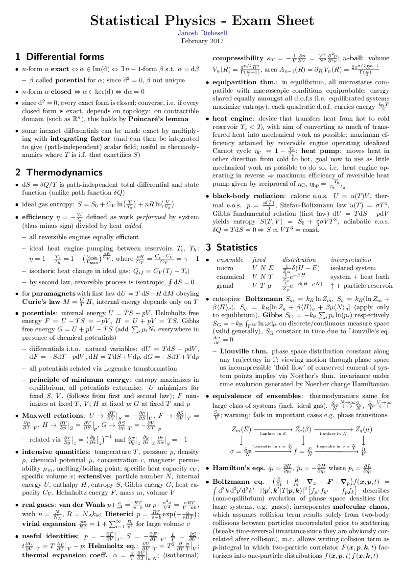 Exam sheet