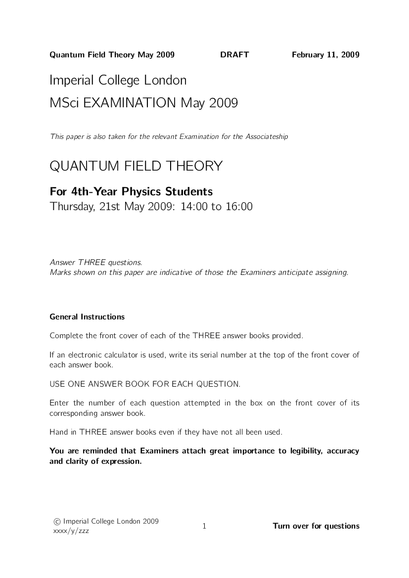 Imperial college exam
