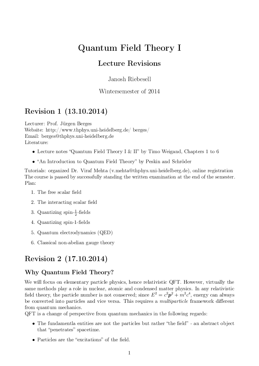 Lecture revisions