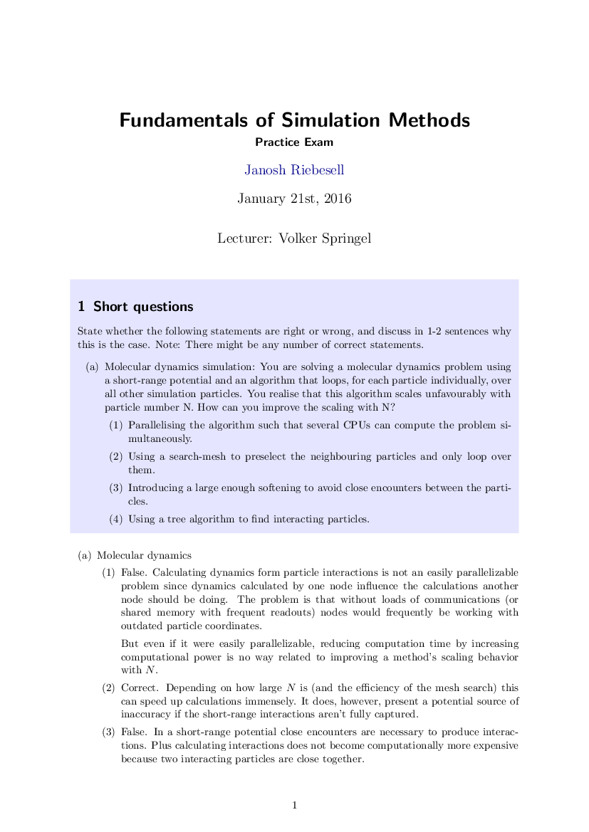 Practice exam solution