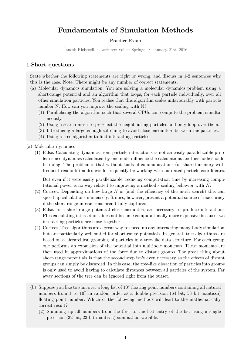 Practice exam solution